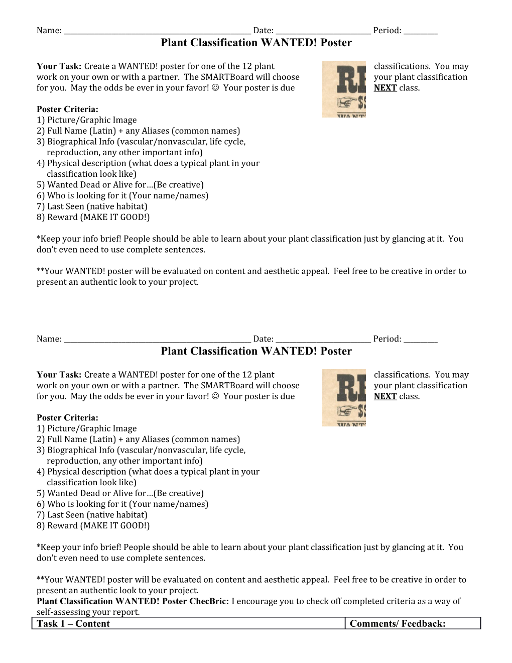 Plant Classification WANTED! Poster