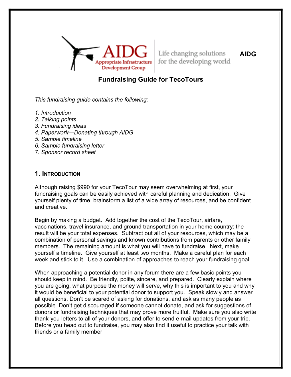 AIDG Fundraising Guide