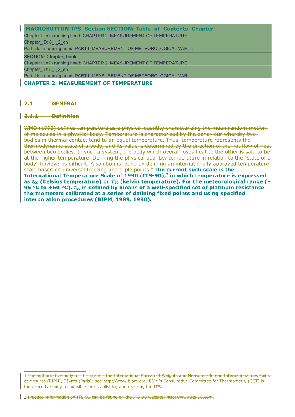 MACROBUTTON TPS Section SECTION: Table of Contents Chapter