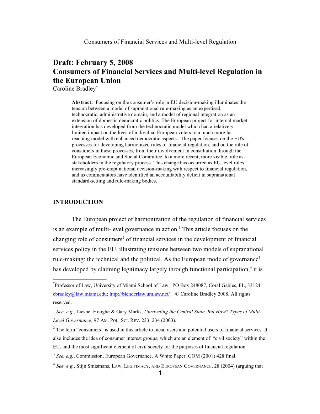Consumers of Financial Services and Multi-Level Regulation