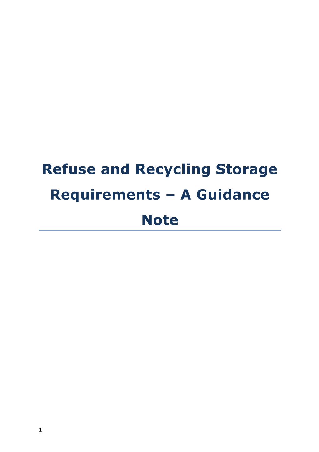 Refuse and Recycling Storage Requirements a Guidance Note