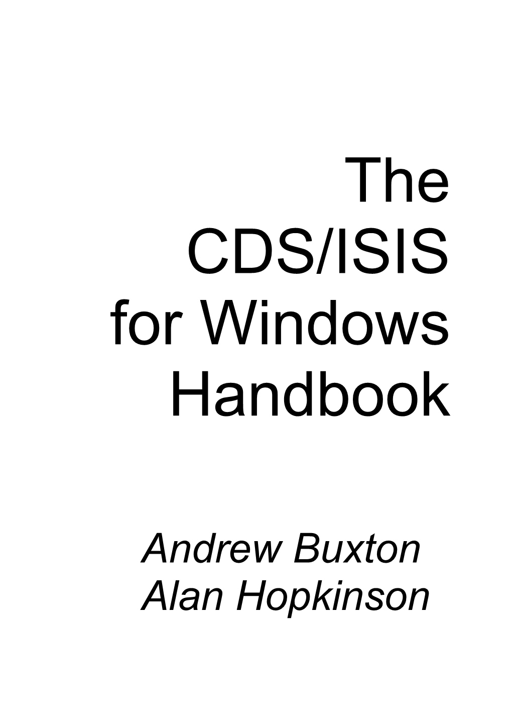 Cds/Isis Handbook