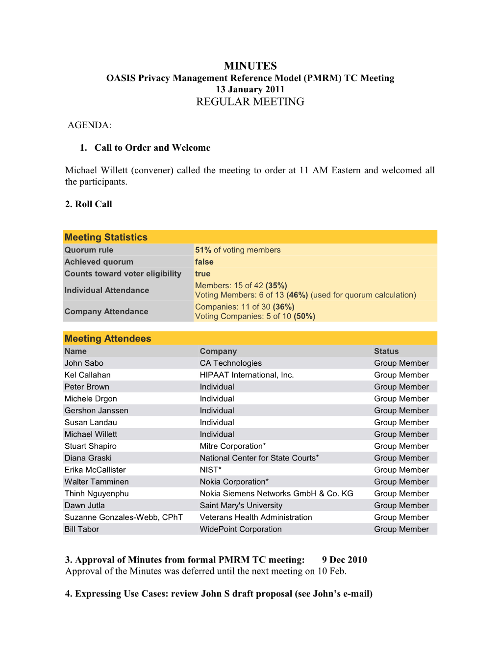 OASIS Privacy Management Reference Model (PMRM) TC Meeting