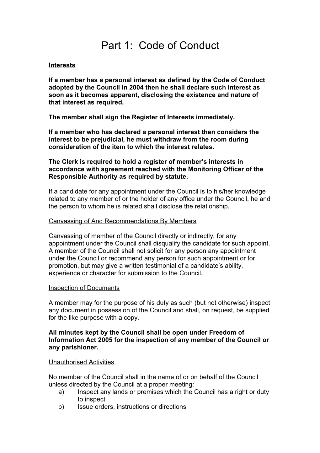 Part 11: Standing Orders for Local Councils Pages 4 - 12