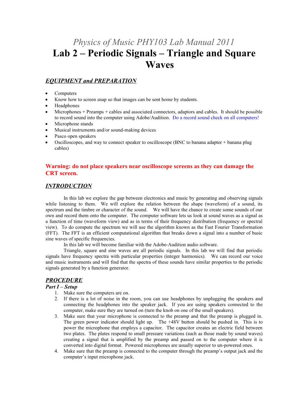 Lab 2 Periodic Signals Triangle and Square Waves