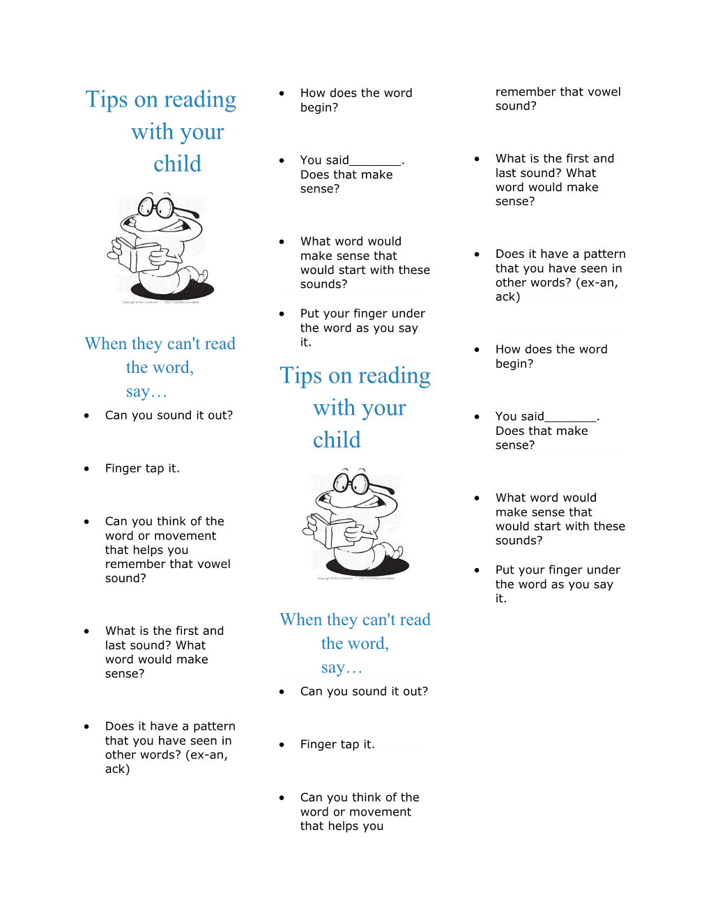 Tips on Reading with Your Child
