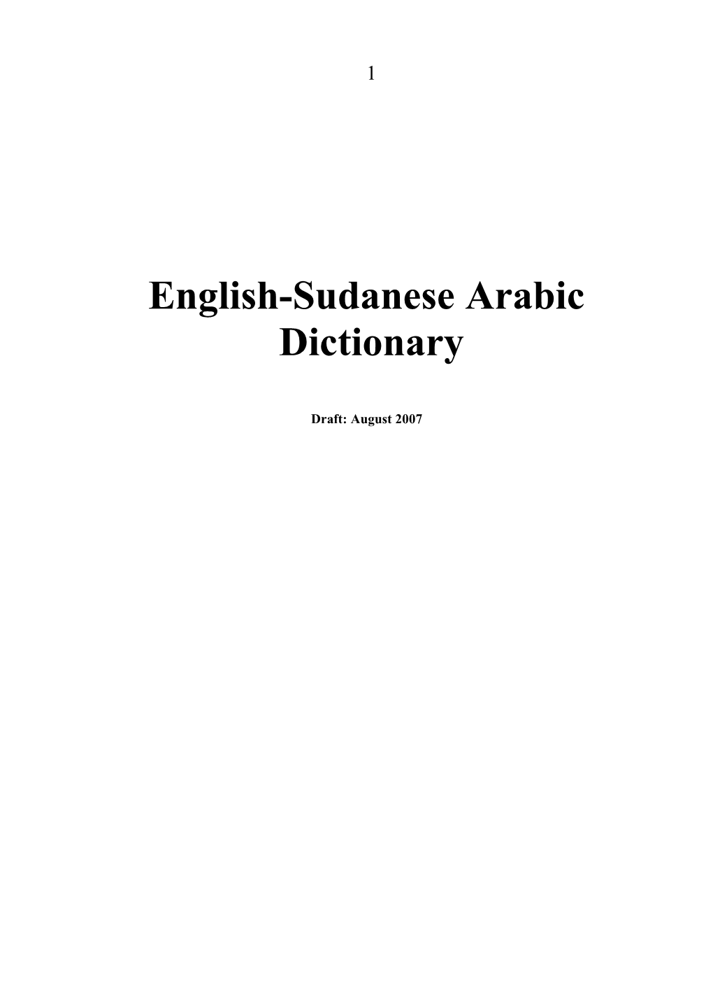 English-Sudanese Arabic Dictionary