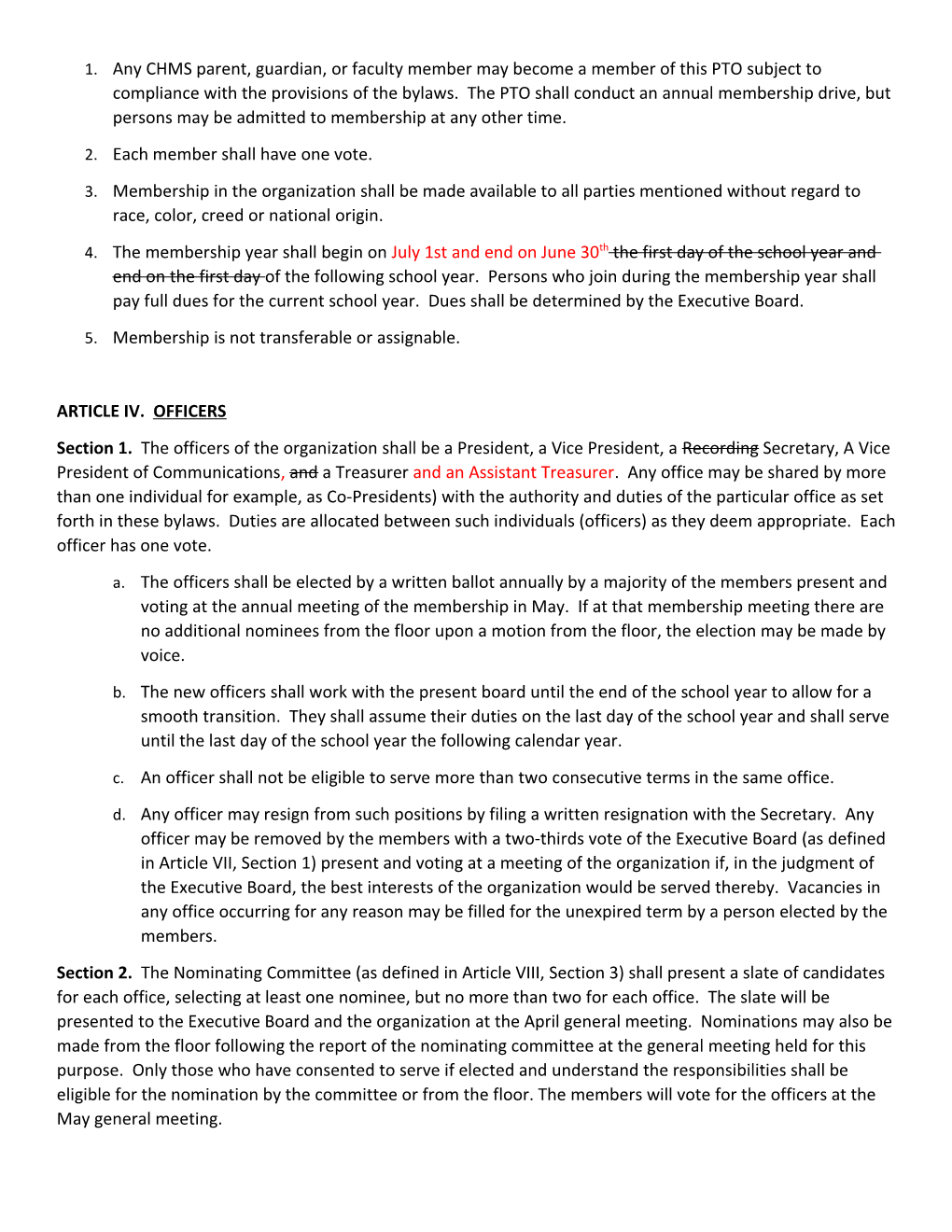 Clarendon Hills Middle School Bylaws