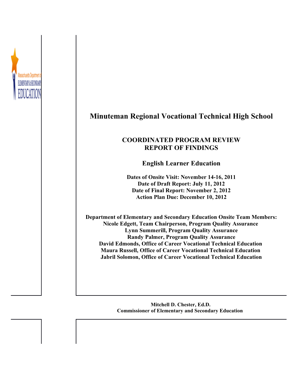 ELL CPR Report Minuteman Regional Vocational Technical High School 2012