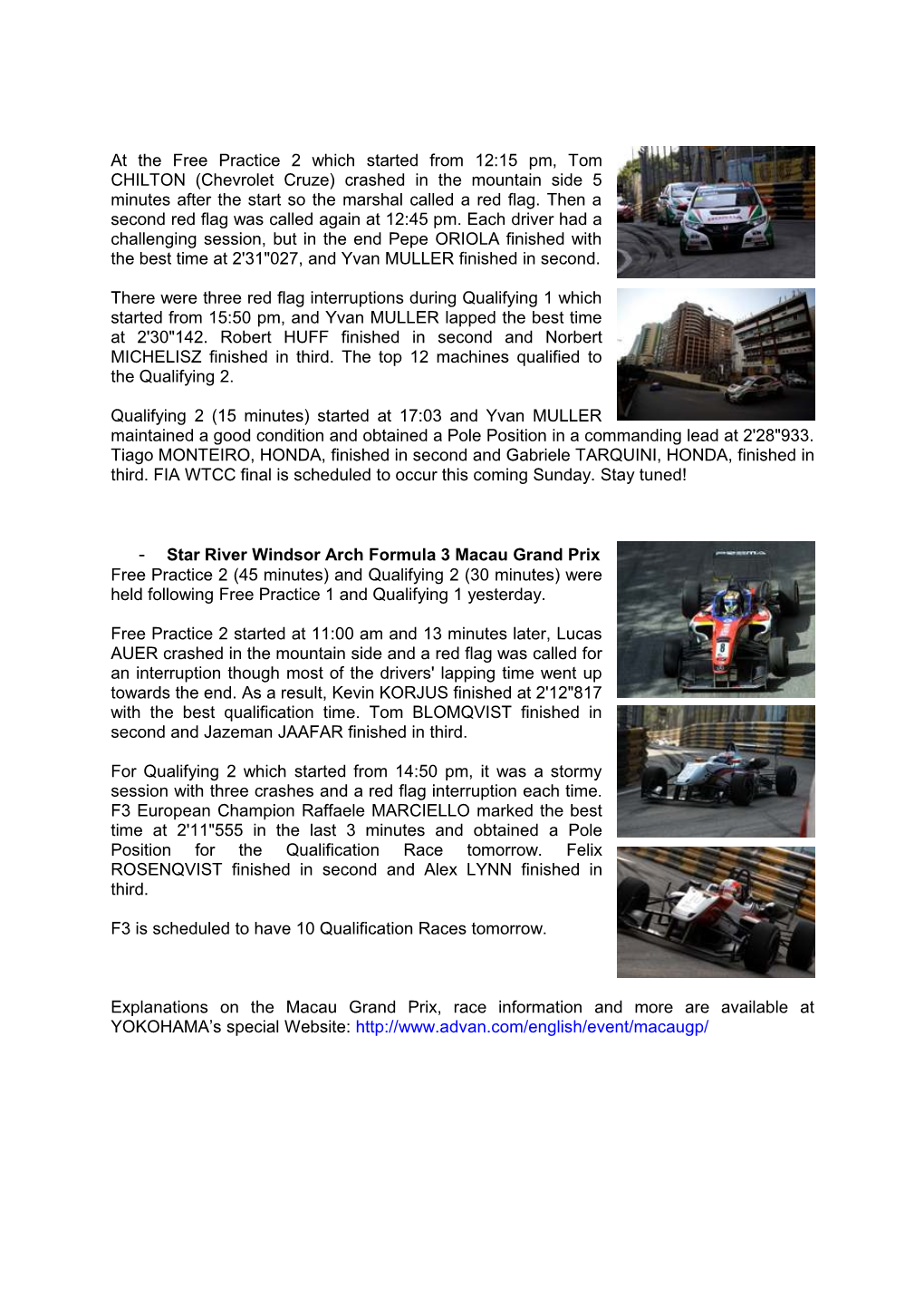YOKOHAMA Macau Grand Prix 2013 Race Report Vol.2