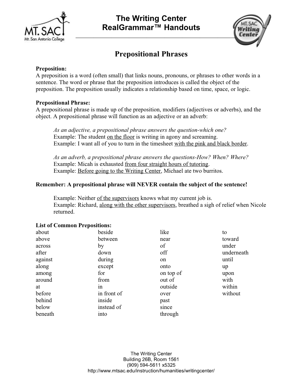 Prepositional Phrase