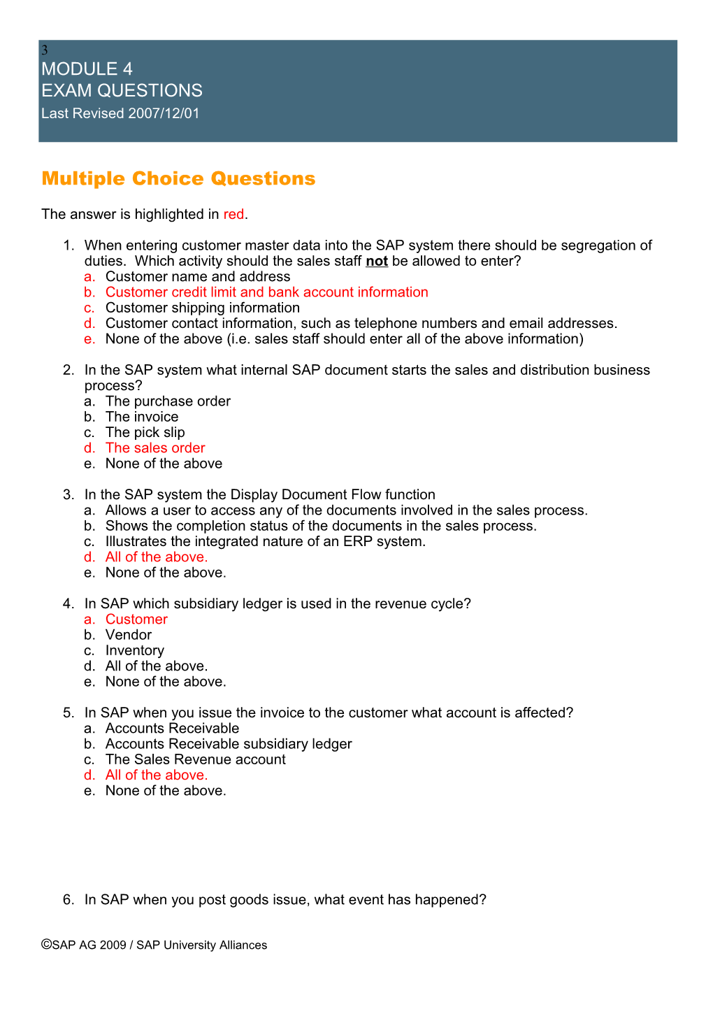 Module 4 Exam Questions