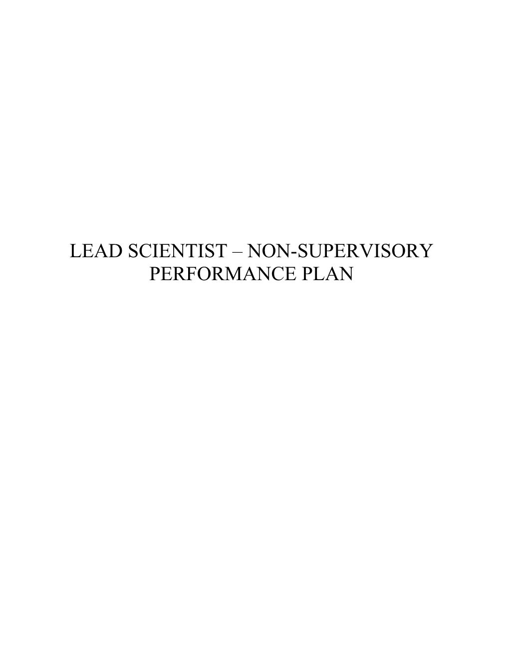 Lead Scientist Non-Supervisory