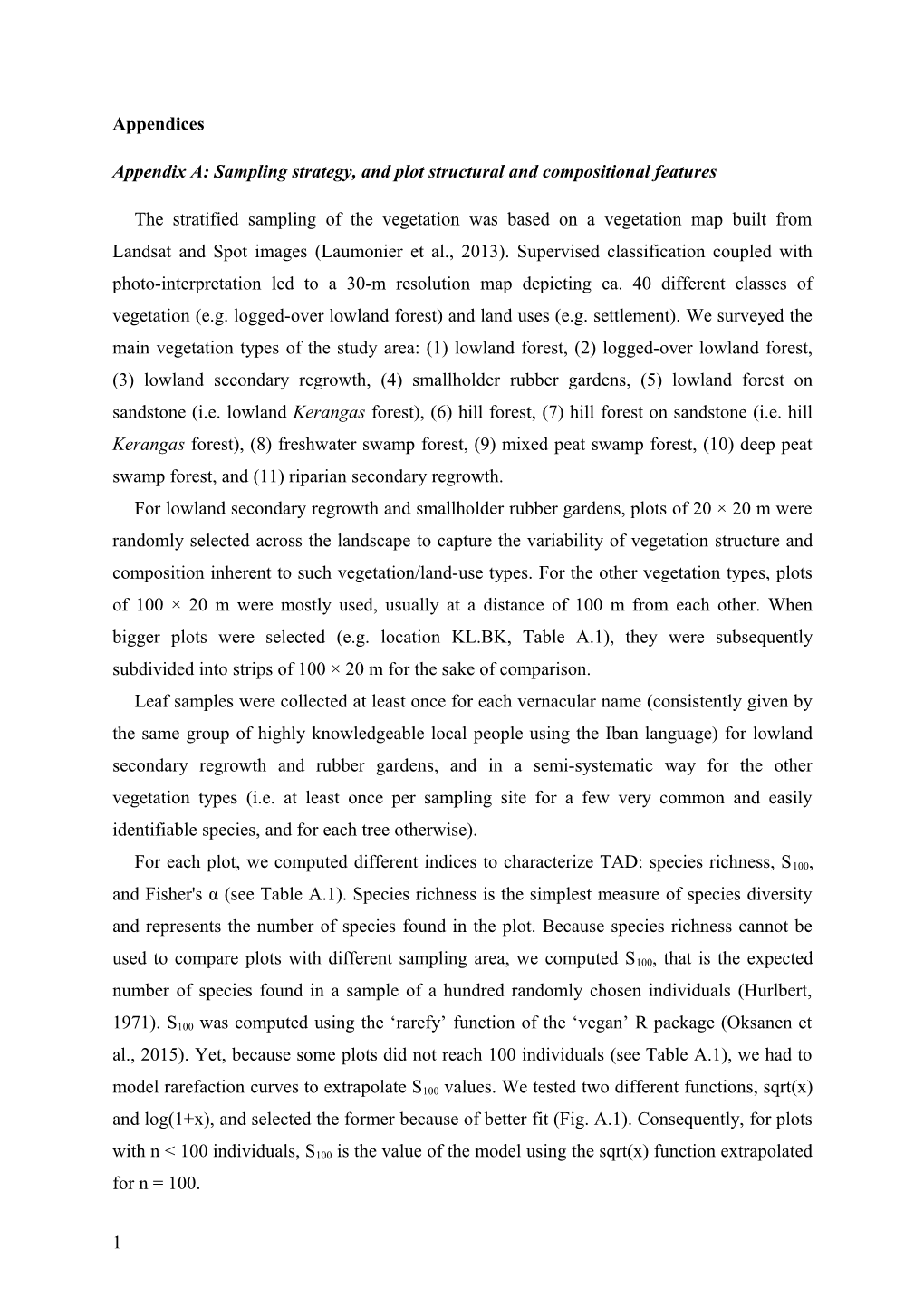 Appendix A: Sampling Strategy, and Plot Structural and Compositional Features