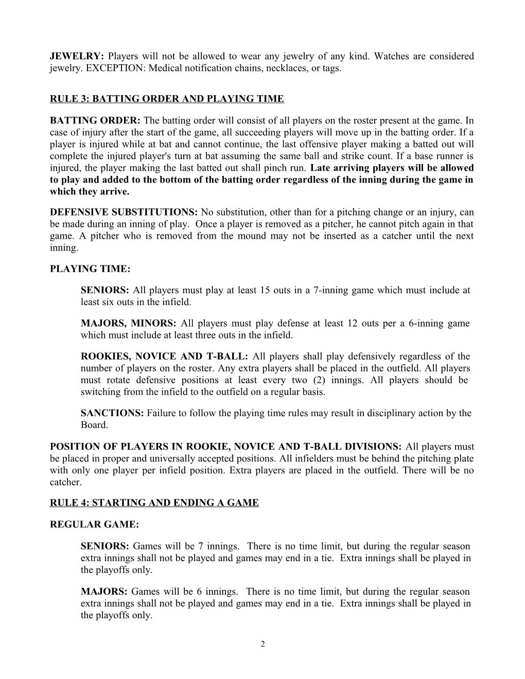 GLOUCESTER TOWNSHIP BASEBALL RULES (Revised 4/12)