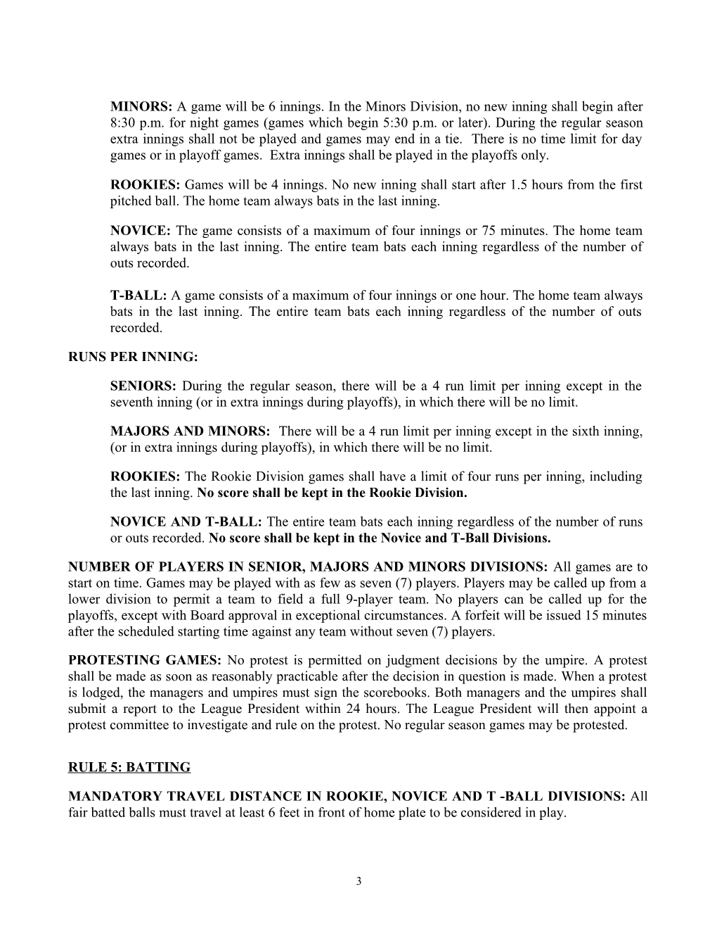 GLOUCESTER TOWNSHIP BASEBALL RULES (Revised 4/12)