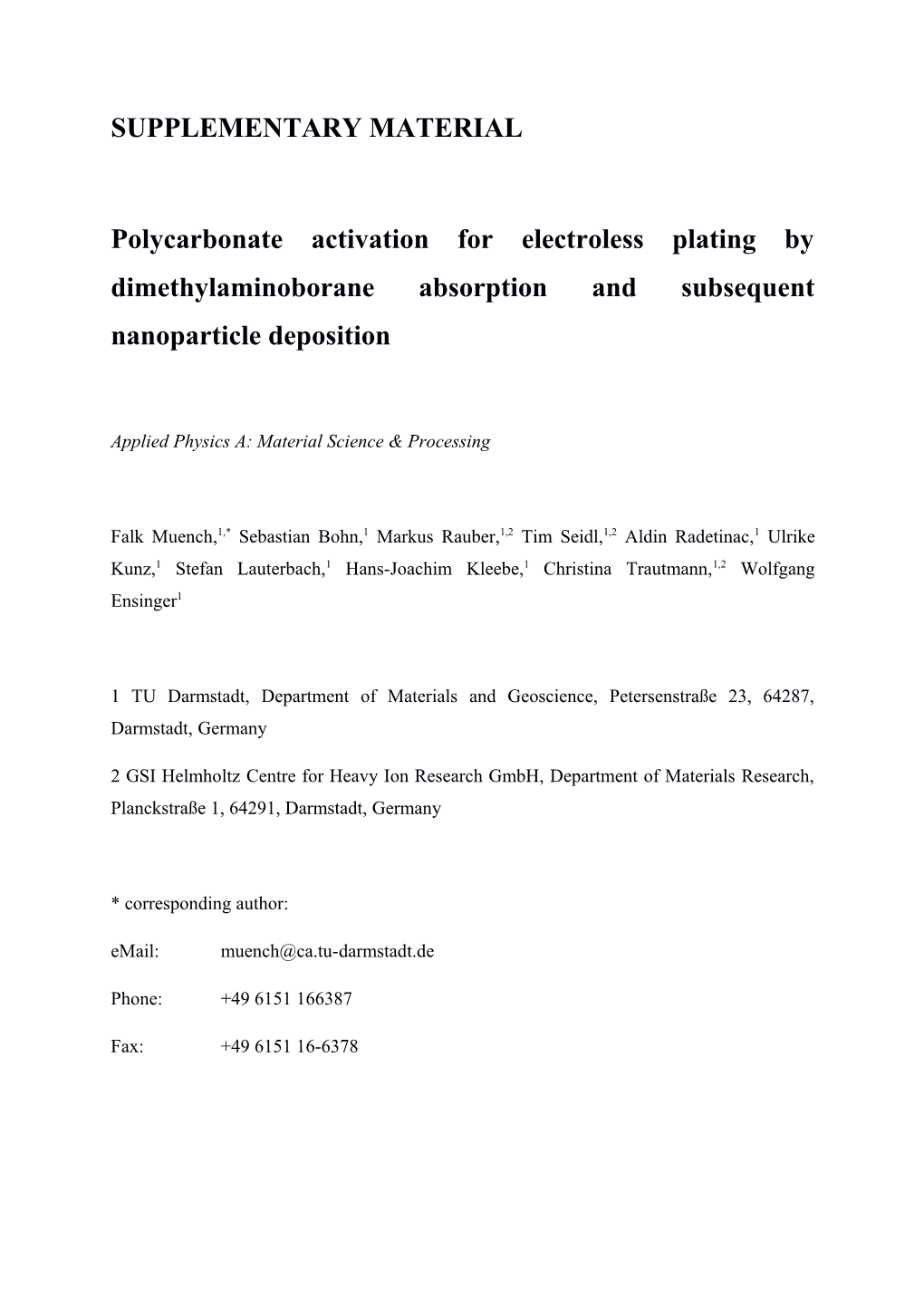 Polycarbonate Activation for Electroless Plating by Dimethylaminoborane Absorption And
