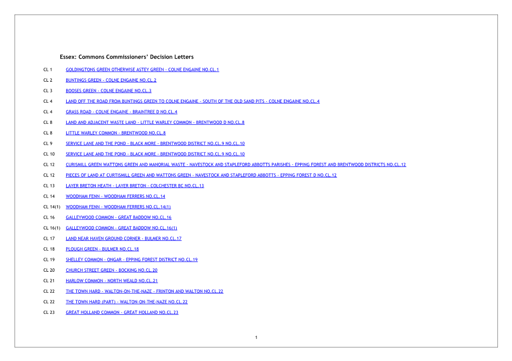 Essex: Commons Commissioners Decision Letters