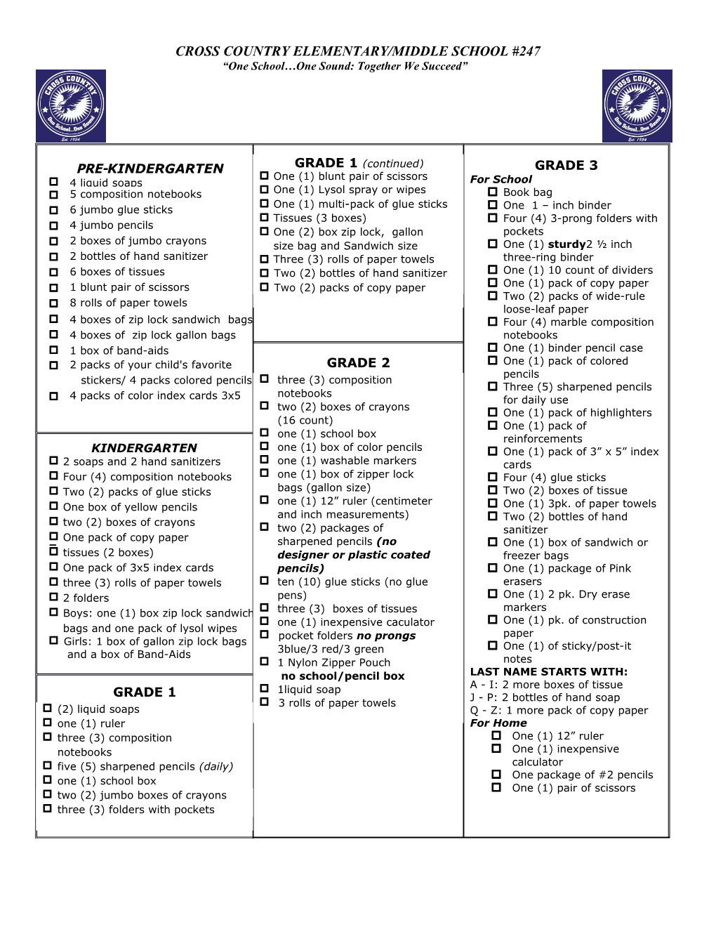 Cross Country Elementary/Middle School #247