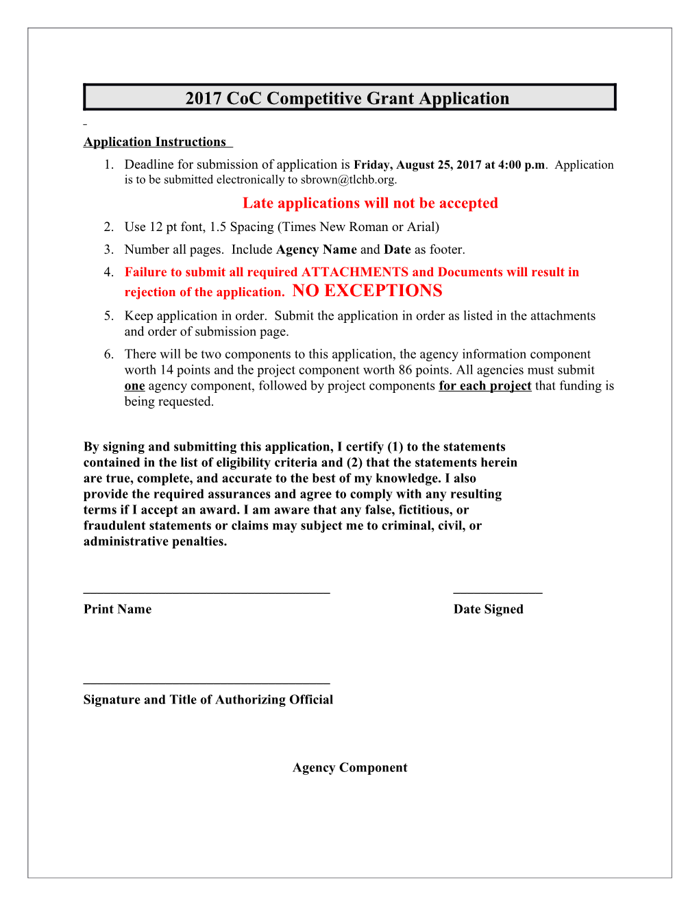 2017Coc Competitive Grant Application