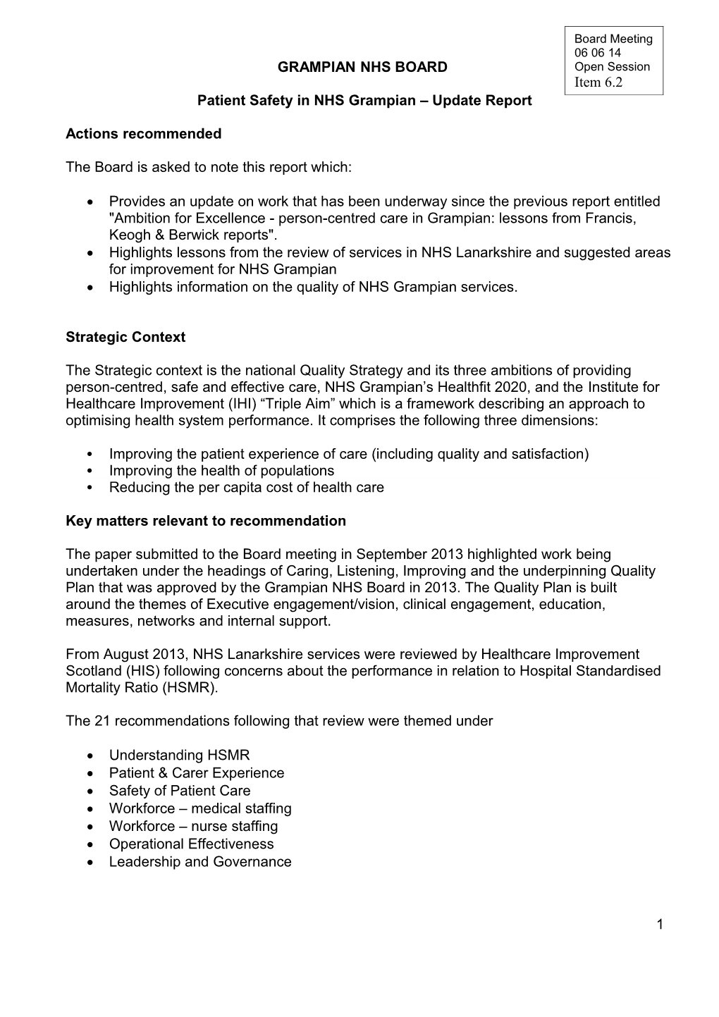 Item 6.2 for 6 June 14 Patient Safety Update