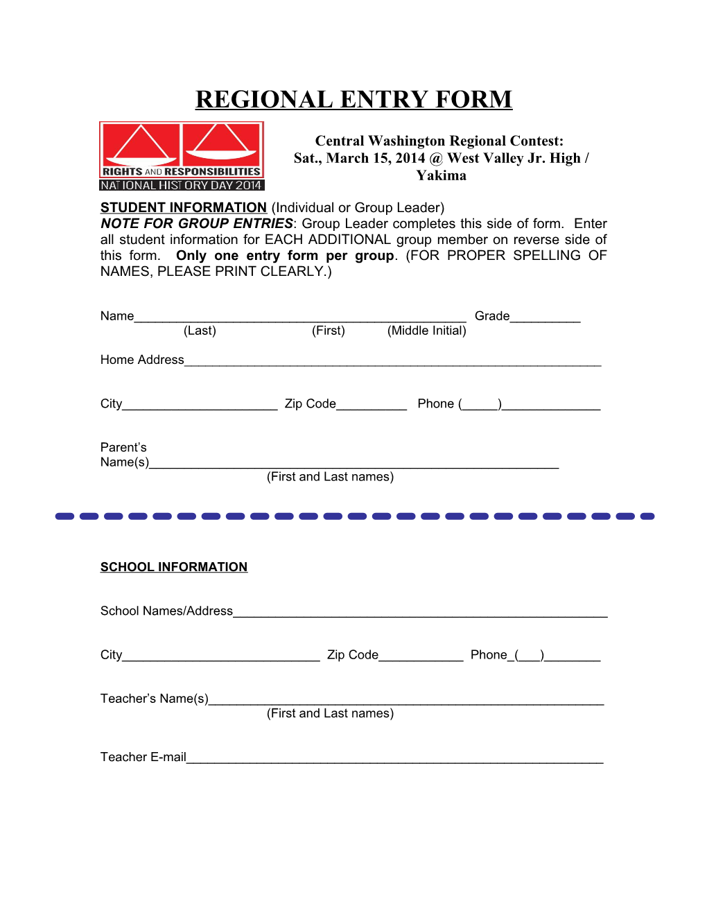 Regional Entry Form