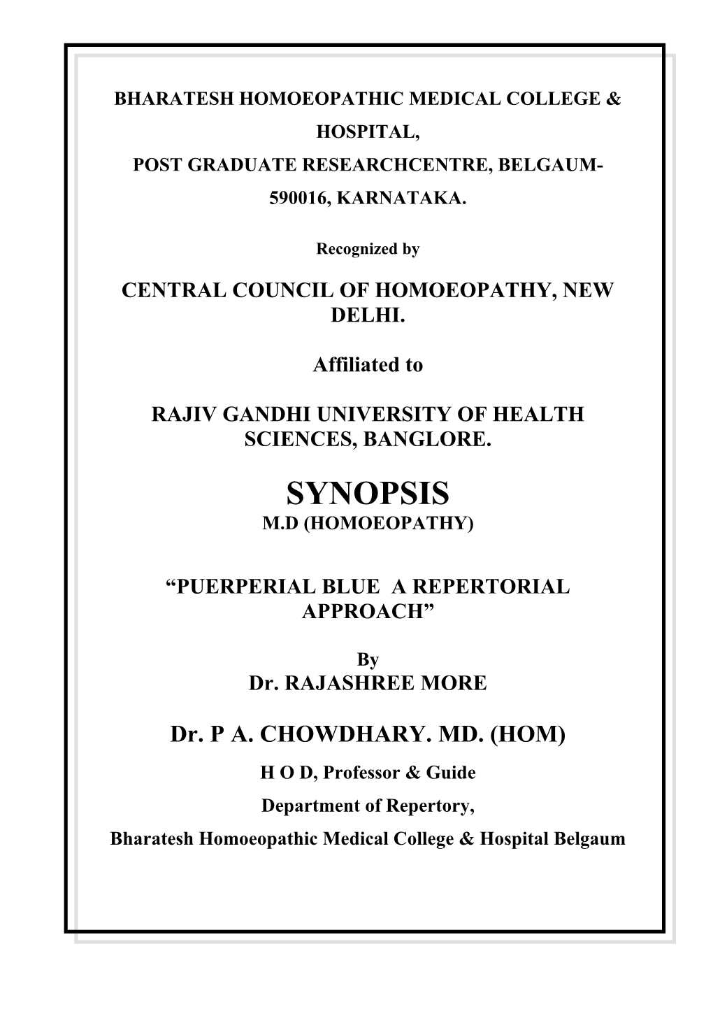 Post Graduate Researchcentre, Belgaum-590016, Karnataka