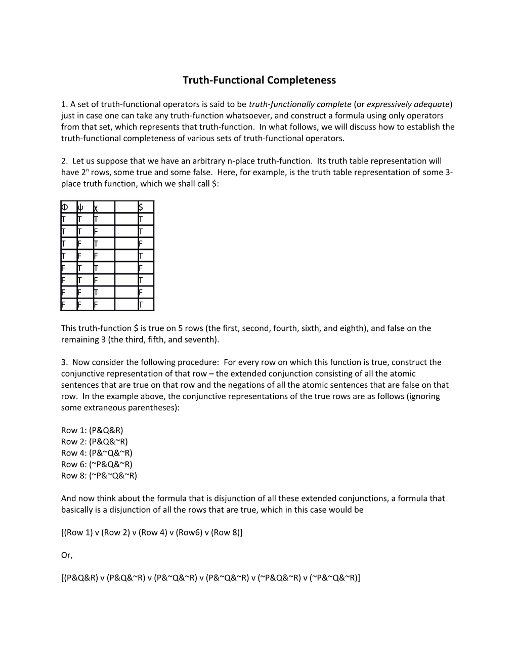 Truth-Functional Completeness