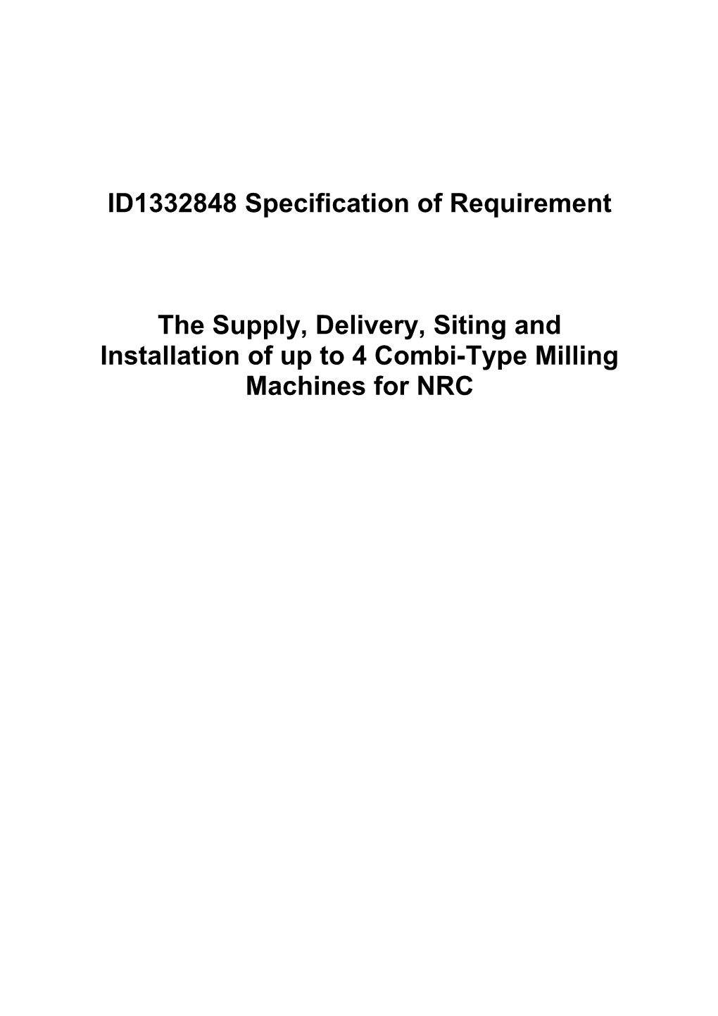 ID1332848 Specification of Requirement