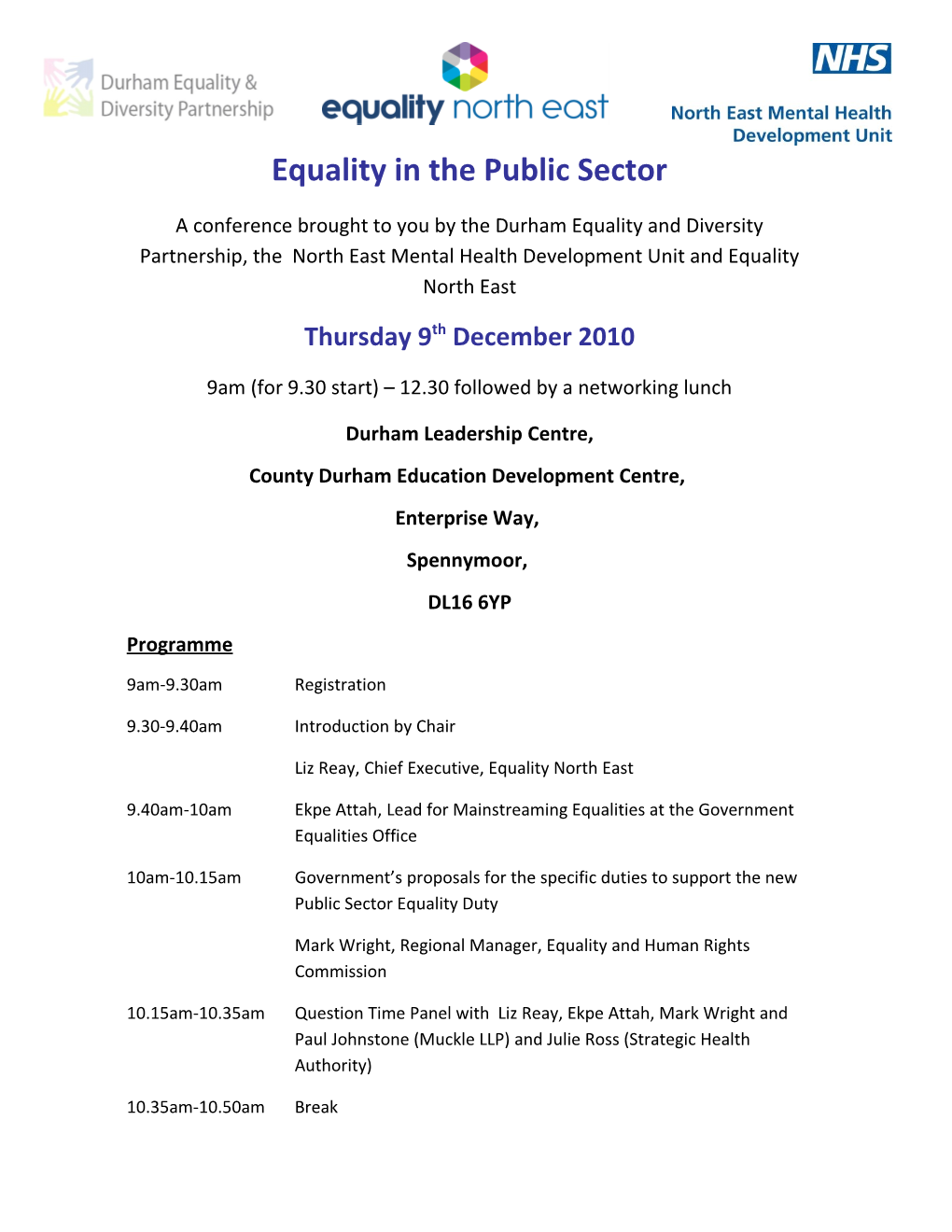 Equality in the Public Sector