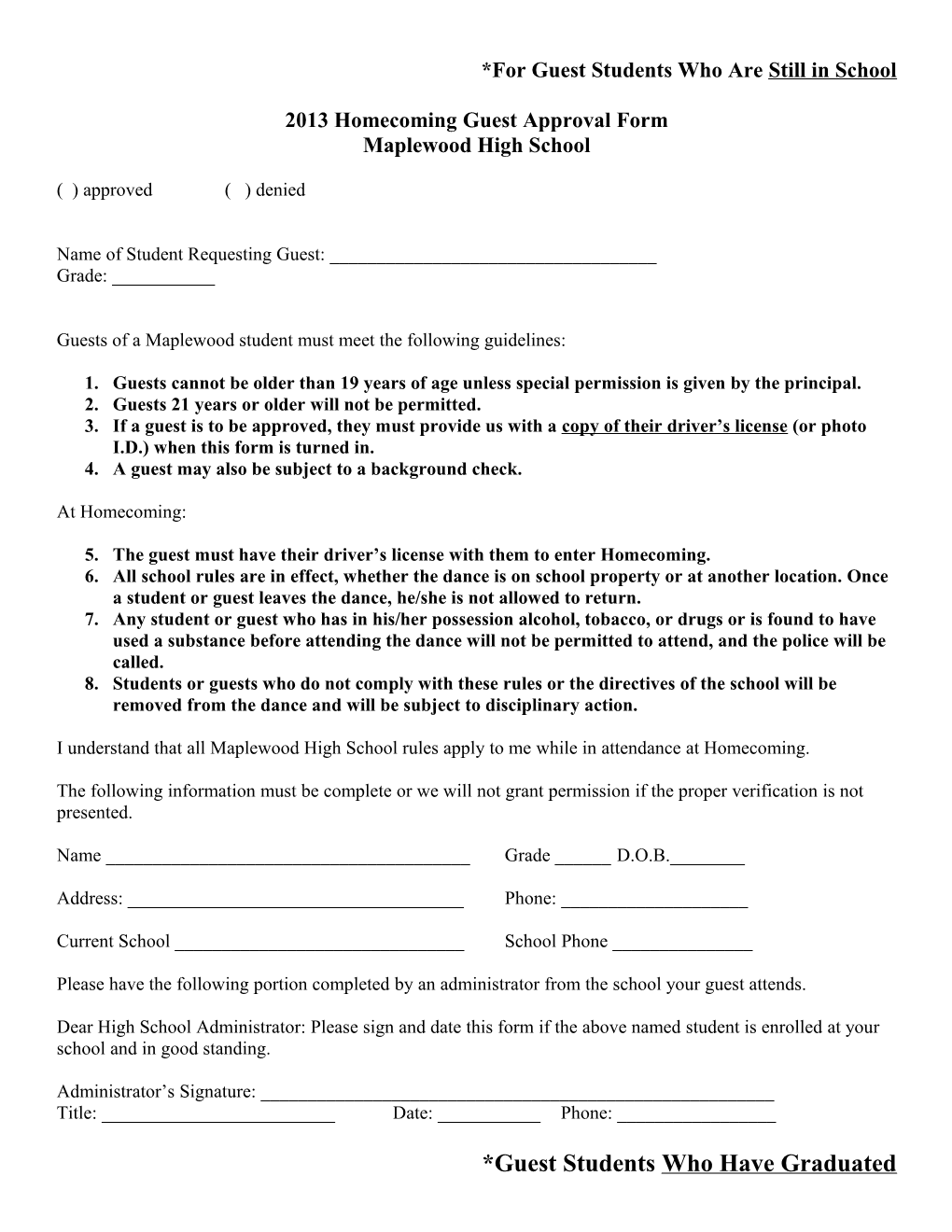2009 Homecoming Guest Approval Form