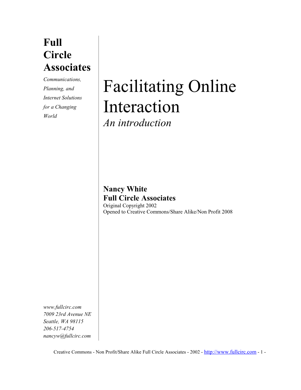 Framework #1 - Group Facilitation In-Person and Online