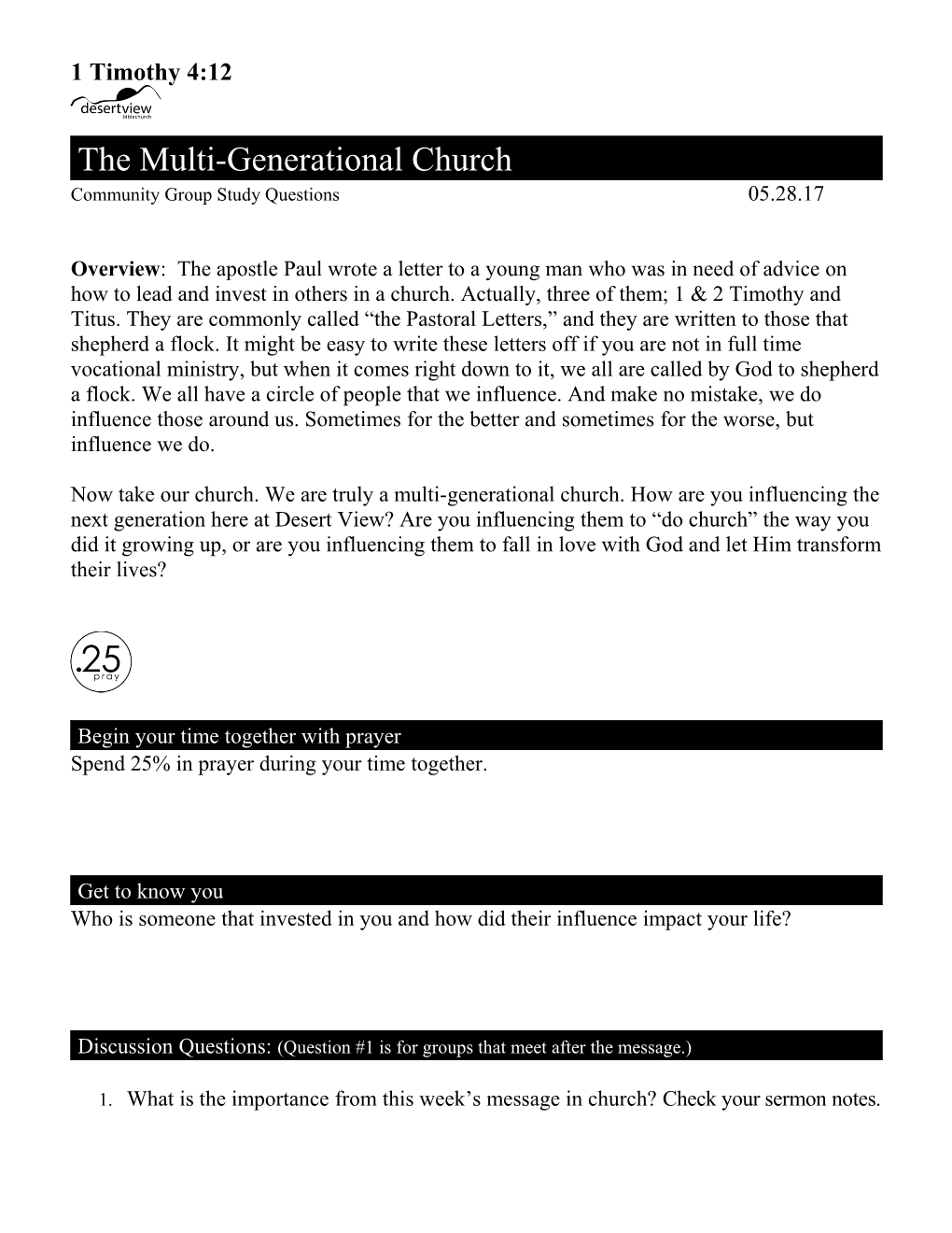 The Multi-Generational Church
