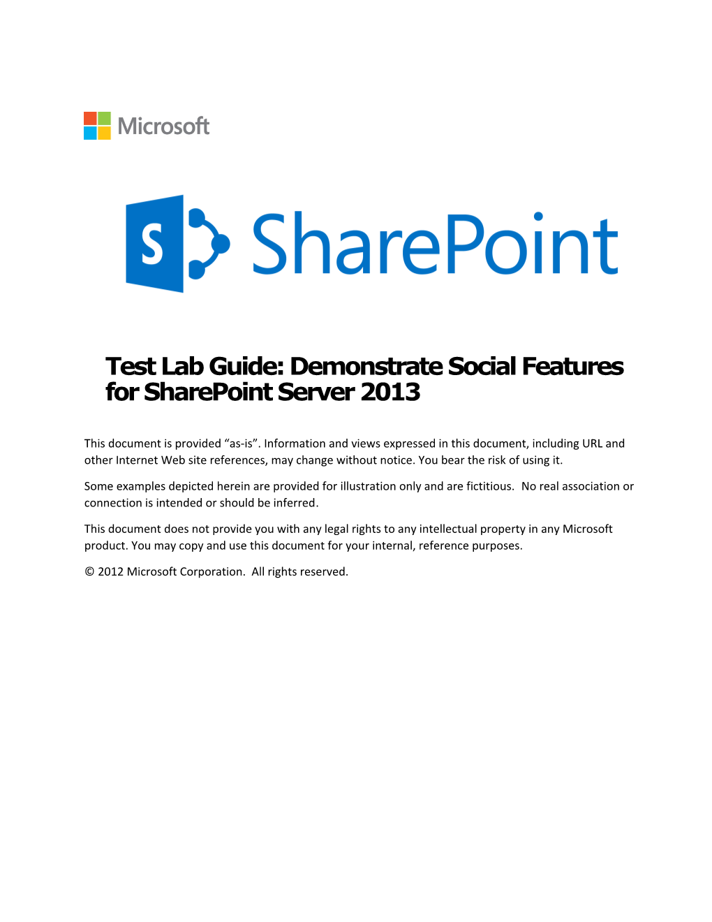 Test Lab Guide: Demonstrate Social Features for Sharepoint Server 2013