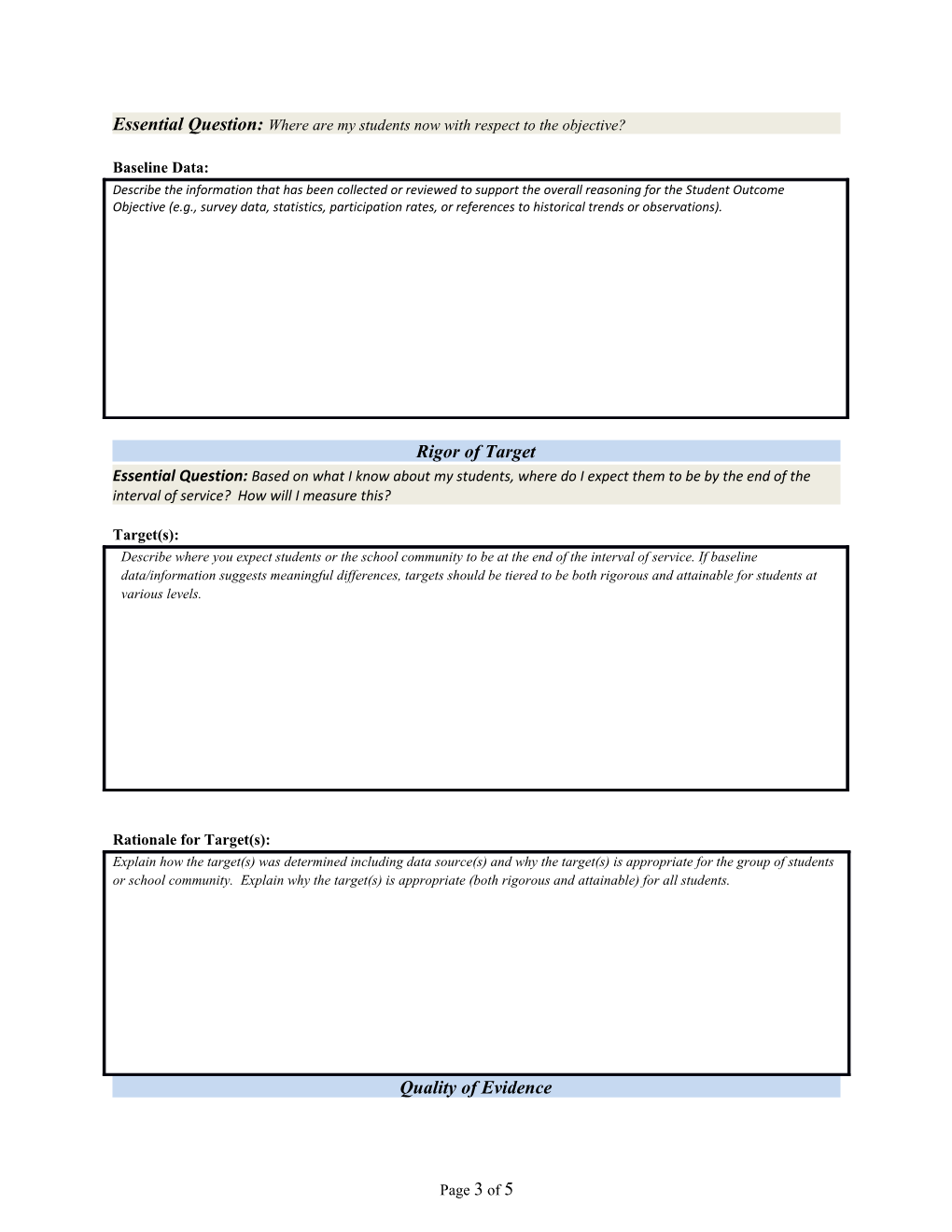 Student Outcome Objective Form (Support Professional Or Special Educator)