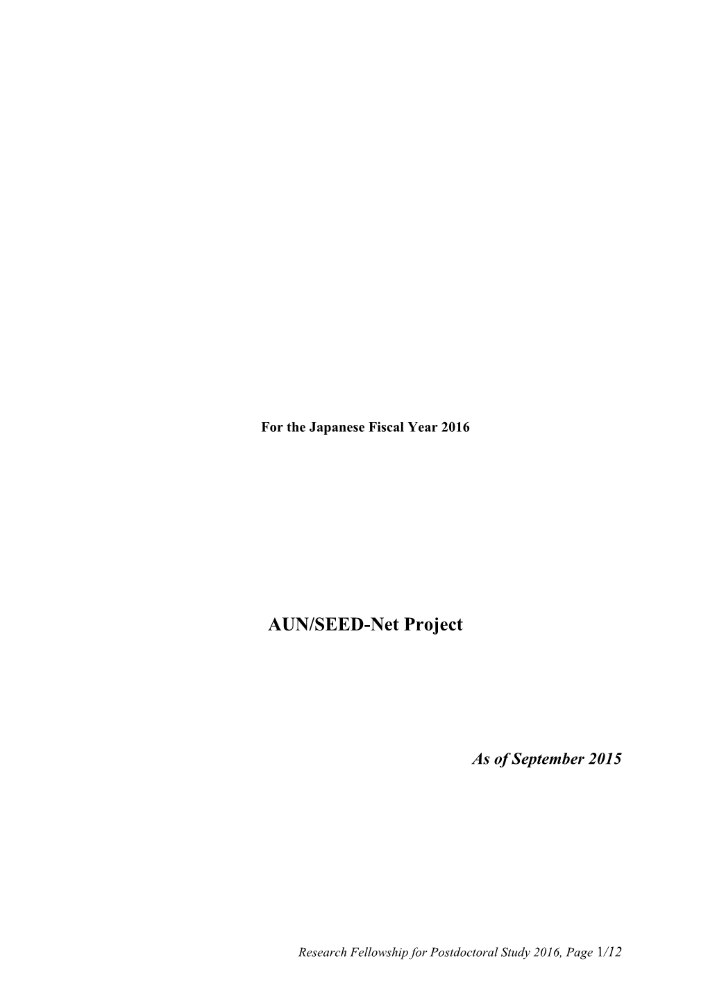 Implementation Guideline (Draft) for Research Project Support Program