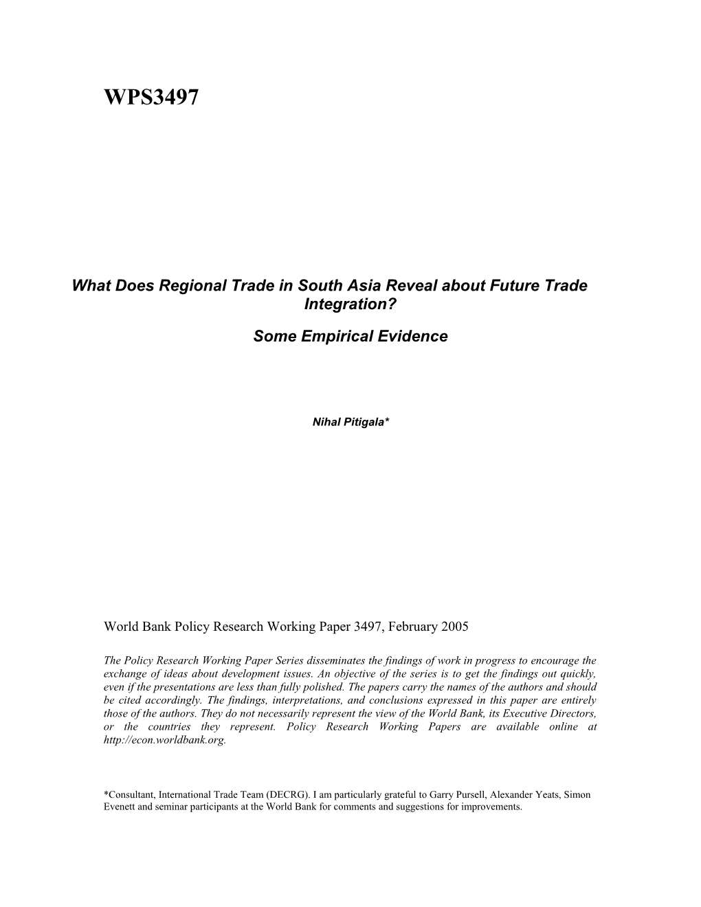 What Does Regional Trade in South Asia Reveal About Future Trade Integration