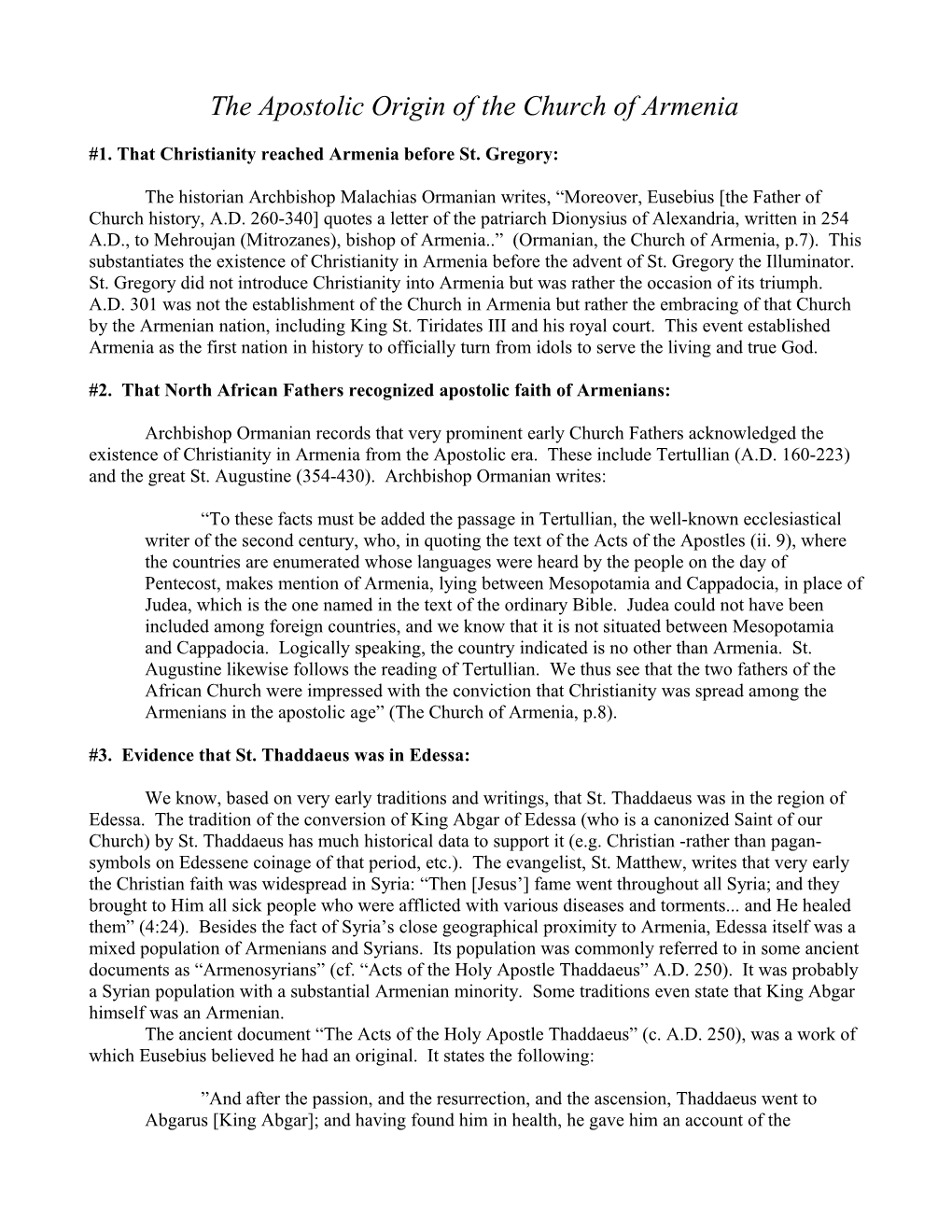 The Reaasons Why I, As an Armenian Catholic, Hold to the Tradition