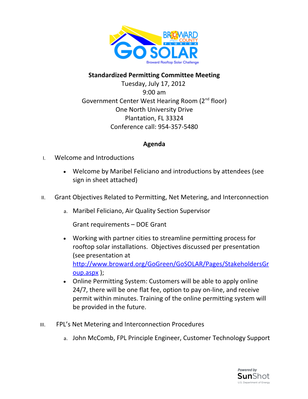 Go SOLAR Permitting Committee Minutes
