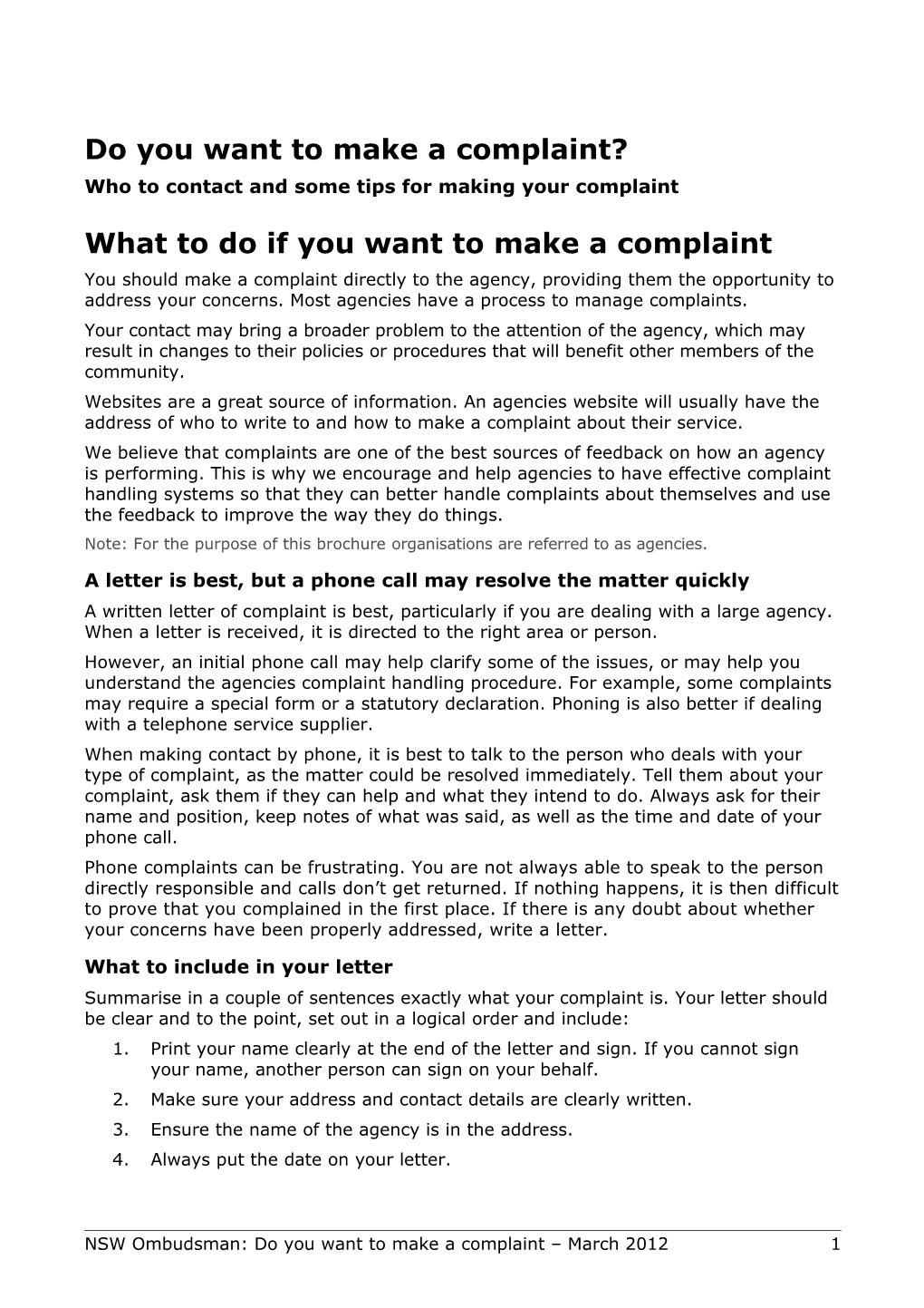 Who to Contact and Some Tips for Making Your Complaint