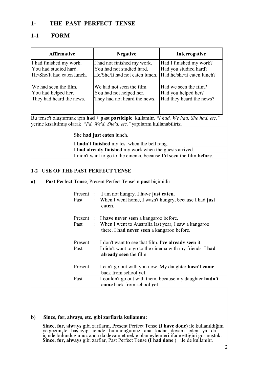 English Verb Tenses (2) Page