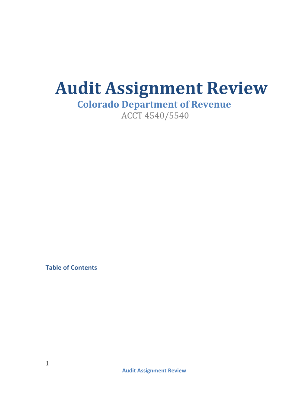Audit Assignment Review