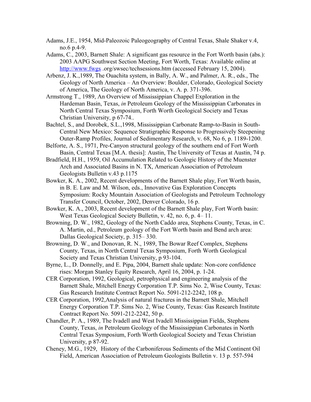 Adams, J.E., 1954, Mid-Paleozoic Paleogeography of Central Texas, Shale Shaker V.4, No.6 P.4-9