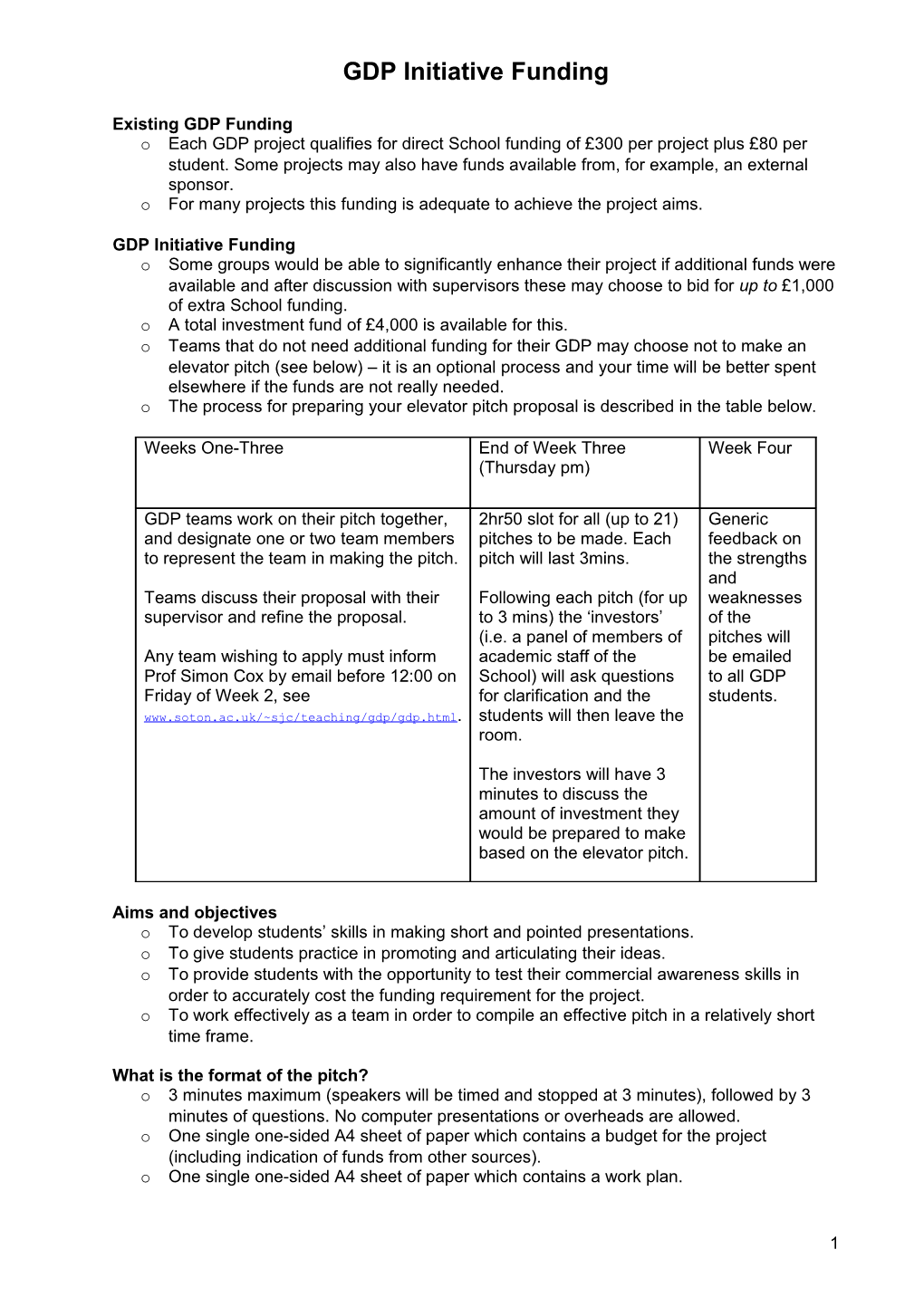 The GDP Elevator Pitch Process