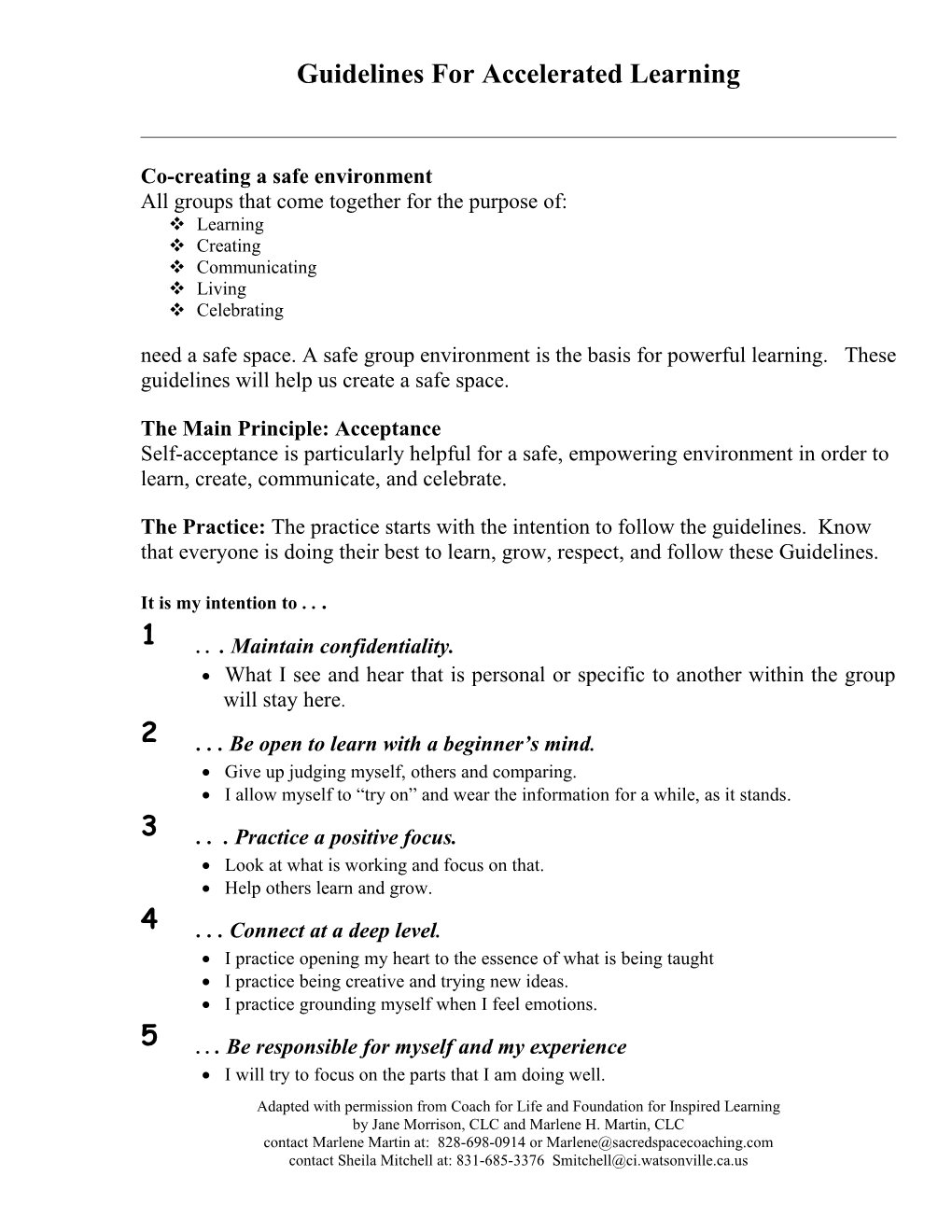 Guidelines for Accelerated Learning