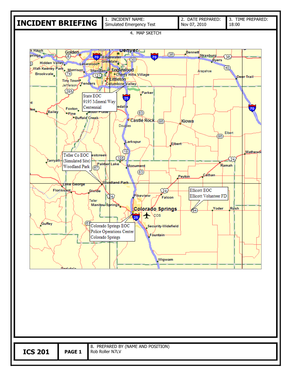 Amateur Radio Exercise: ARRL Simulated Emergency Test, November 20, 2010