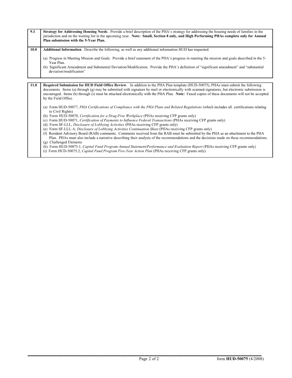 Page 1Of2 Form HUD-50075 (4/2008)