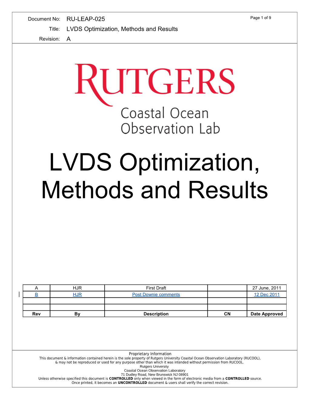 LVDS Optimization, Methods and Results