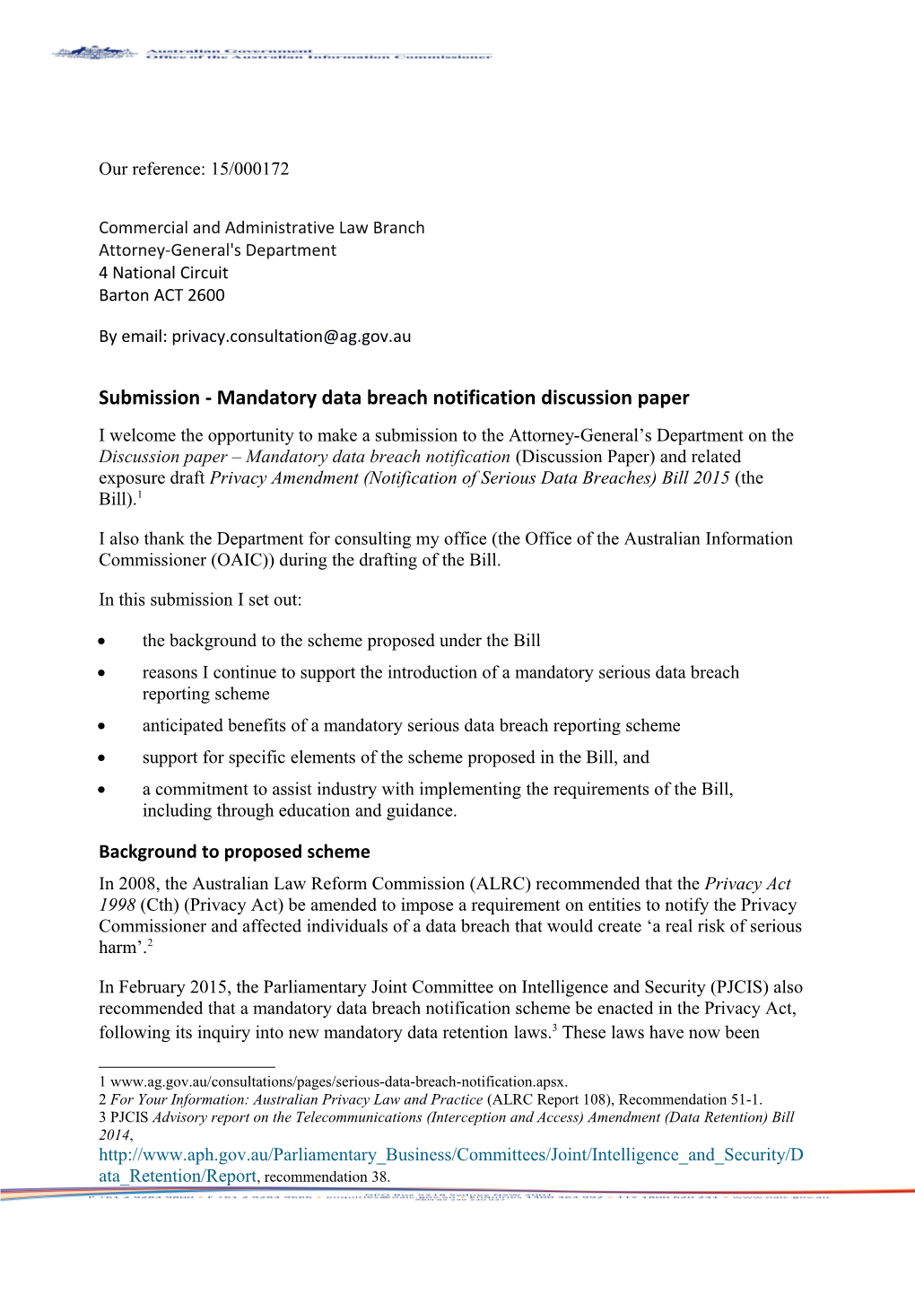 Serious Data Breach Notification Submission - Office of the Australian Information Commissioner
