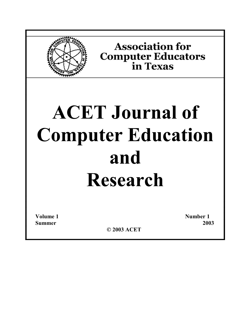 ACET Journal of Computer Education and Research